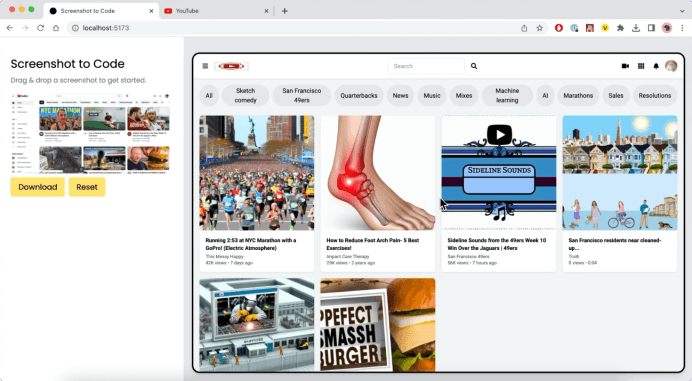 Screenshot to Code - AI将截图转换为网页代码的开源项目 - AI应用导航